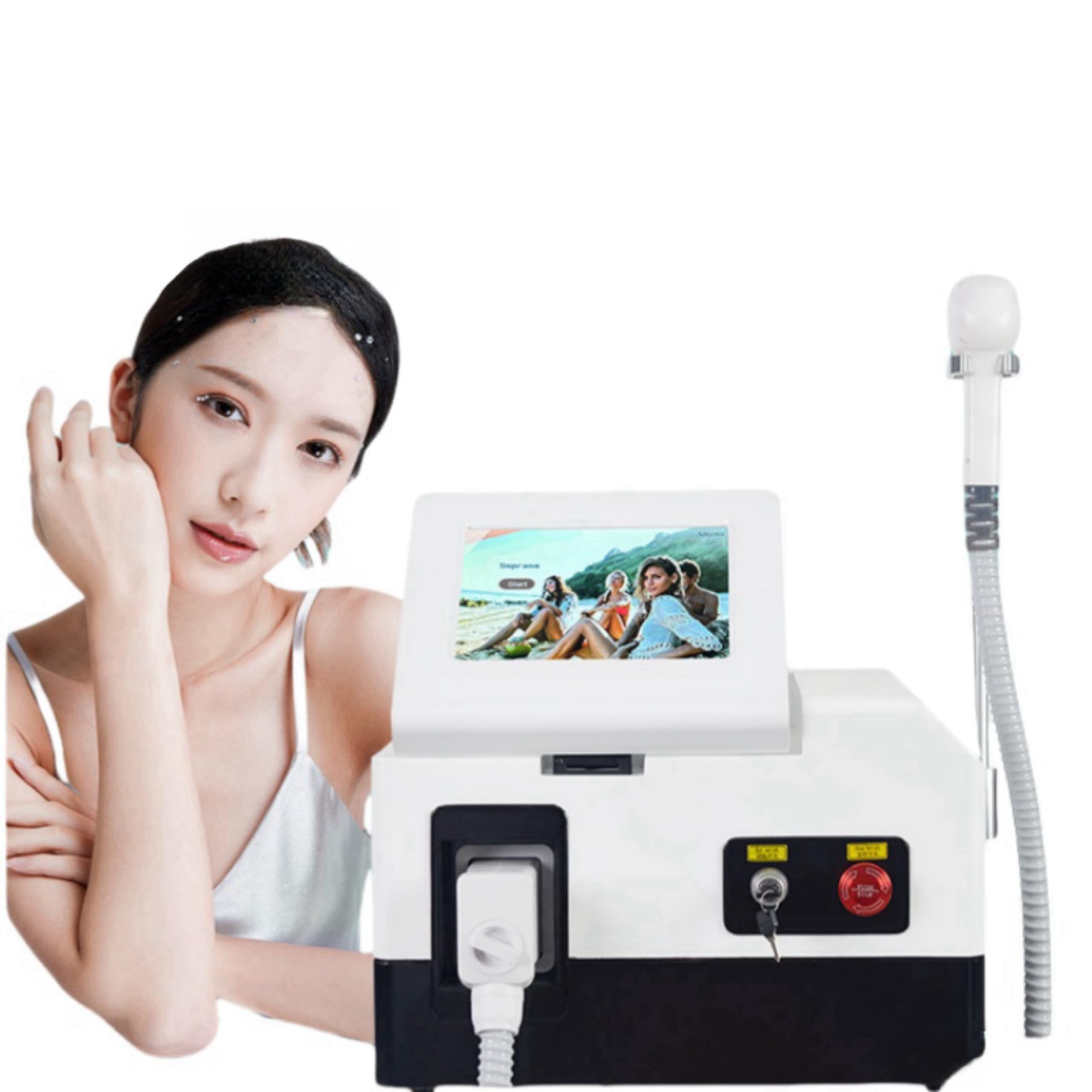 Epilatore Laser Professionale (755/808/1064nm) per Viso e Corpo - Depilazione Permanente Sicura per Uomini e Donne, Pelli Chiare e Scure con Raffreddamento a Ghiaccio, In bianco e nero