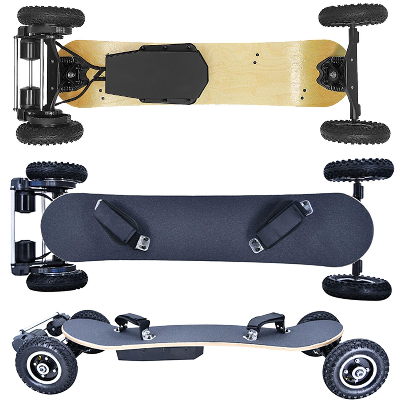 Longboard Elettrico Potente, Motore a Cinghia, Telecomando Wireless, Guida Stradale e pendolare, mountainboard da Cross Multiuso Rounded-Corners