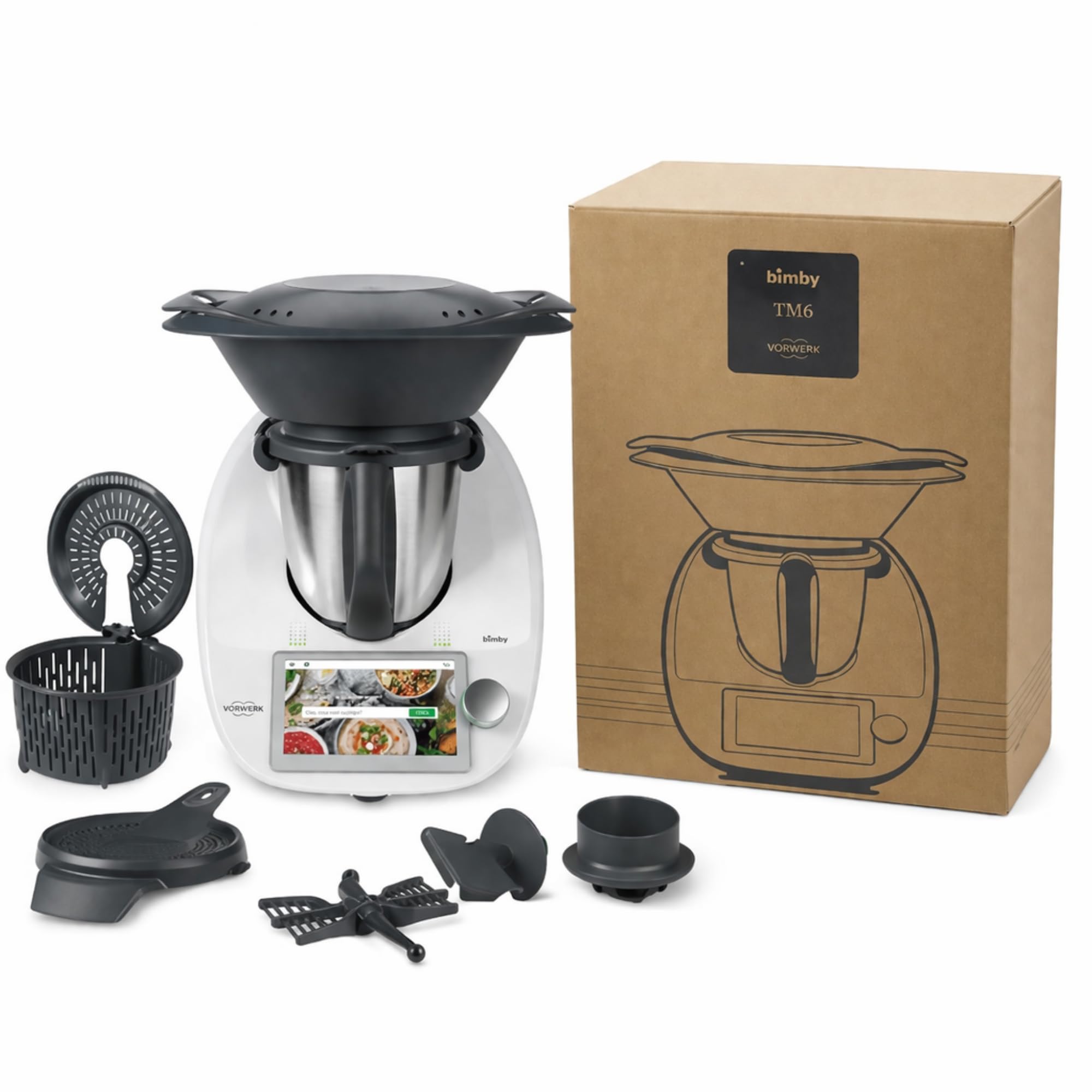 Bimby Bianco TM6 - COMPRESO DI ACCESSORI - Robot da Cucina Multifunzione con Touchscreen - 20+ Modalità - Bilancia Integrata - Facile Pulizia per Pasti Completi e Veloci
