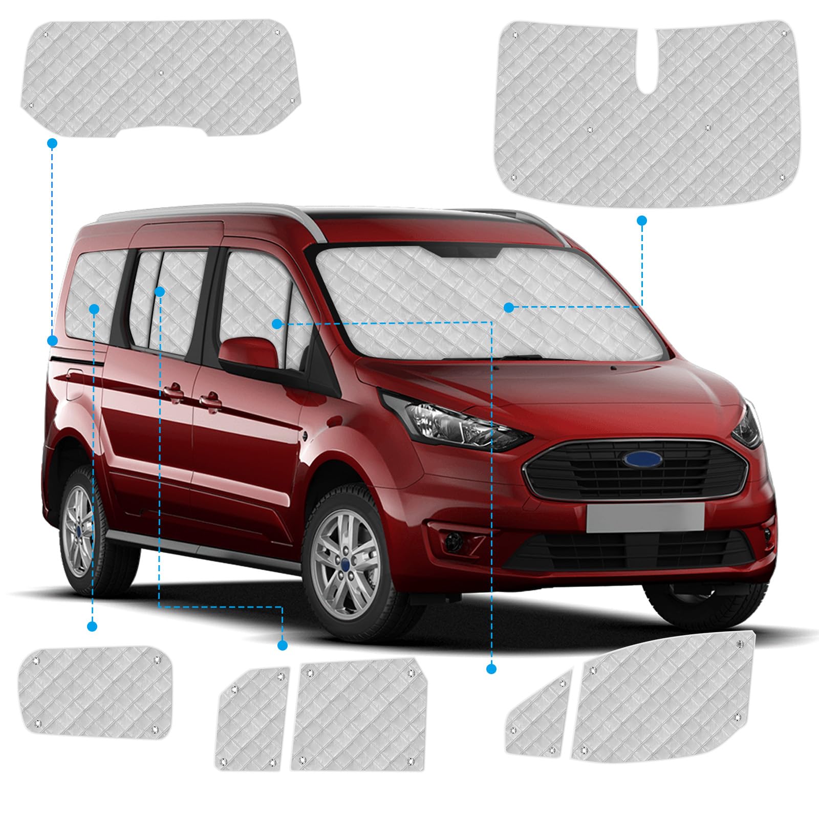 Oscurante Termico Interno per 2012-2022 Ford Tourneo Connect, 12 Pezzi Parasole per Parabrezza Resistenti ai Raggi UV per la Privacy e il Controllo Della Temperatura