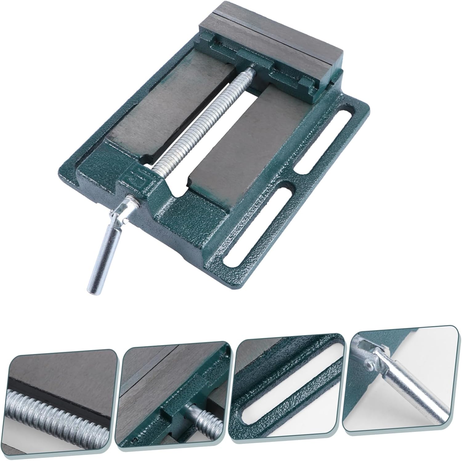 DOITOOL Cast Iron Drill Press Vise Bench Clamp for Woodworking Milling and Drilling Machines Green for Precise Material Holding and Efficient