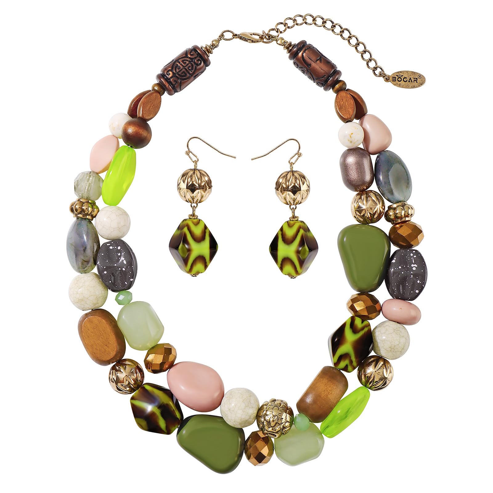 Bocar Chunky Necklace for Women Trendy 2 Layer Statement Necklace