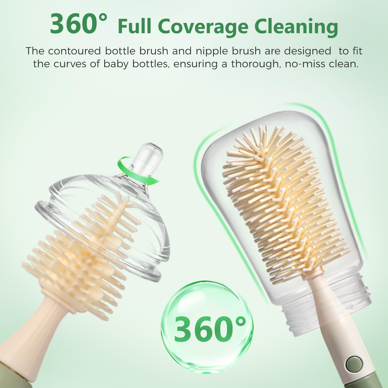 Diboniur 7 in 1 Set di Scovolino Biberon con Scovolino per Bottiglie, Spazzola per Capezzoli, Spazzola per Cannucce, Scola Biberon, Flacone Dispenser per Detersivo e Scatola di Immagazzinaggio