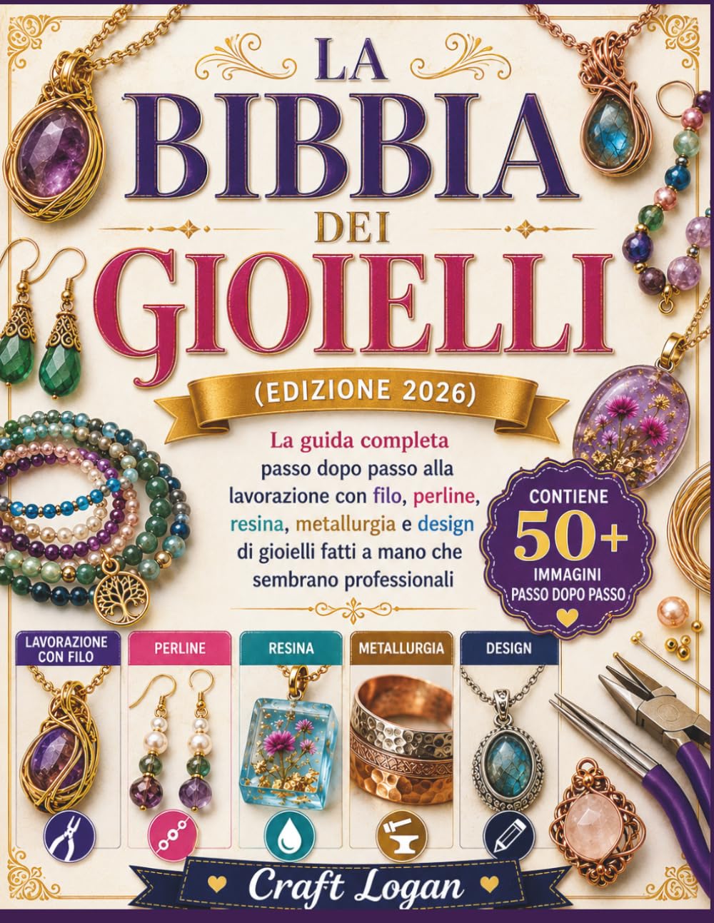 La Bibbia dei Gioielli (edizione 2026): La guida completa passo dopo passo alla lavorazione con filo, perline, resina, metallurgia e design di gioielli fatti a mano che sembrano professional