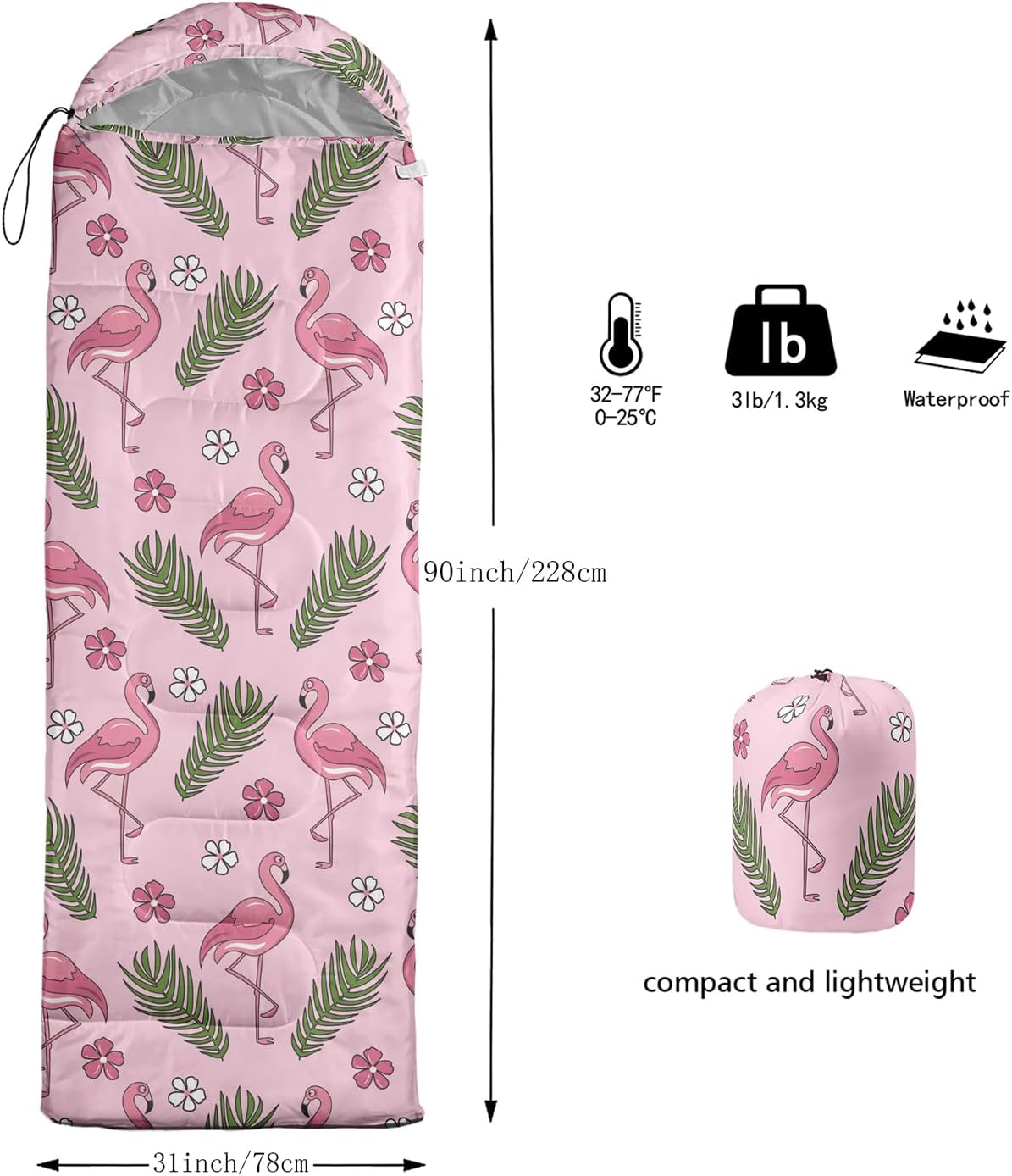 AILONEN Cartoon Rose Cat Sleeping Bags,Lightweight & Waterproof,3 Season Warm & Cool Weather,Galaxy Starry Night Rose Kitten Backpacking Gear for Kids,Girls Travelling,Outdoors