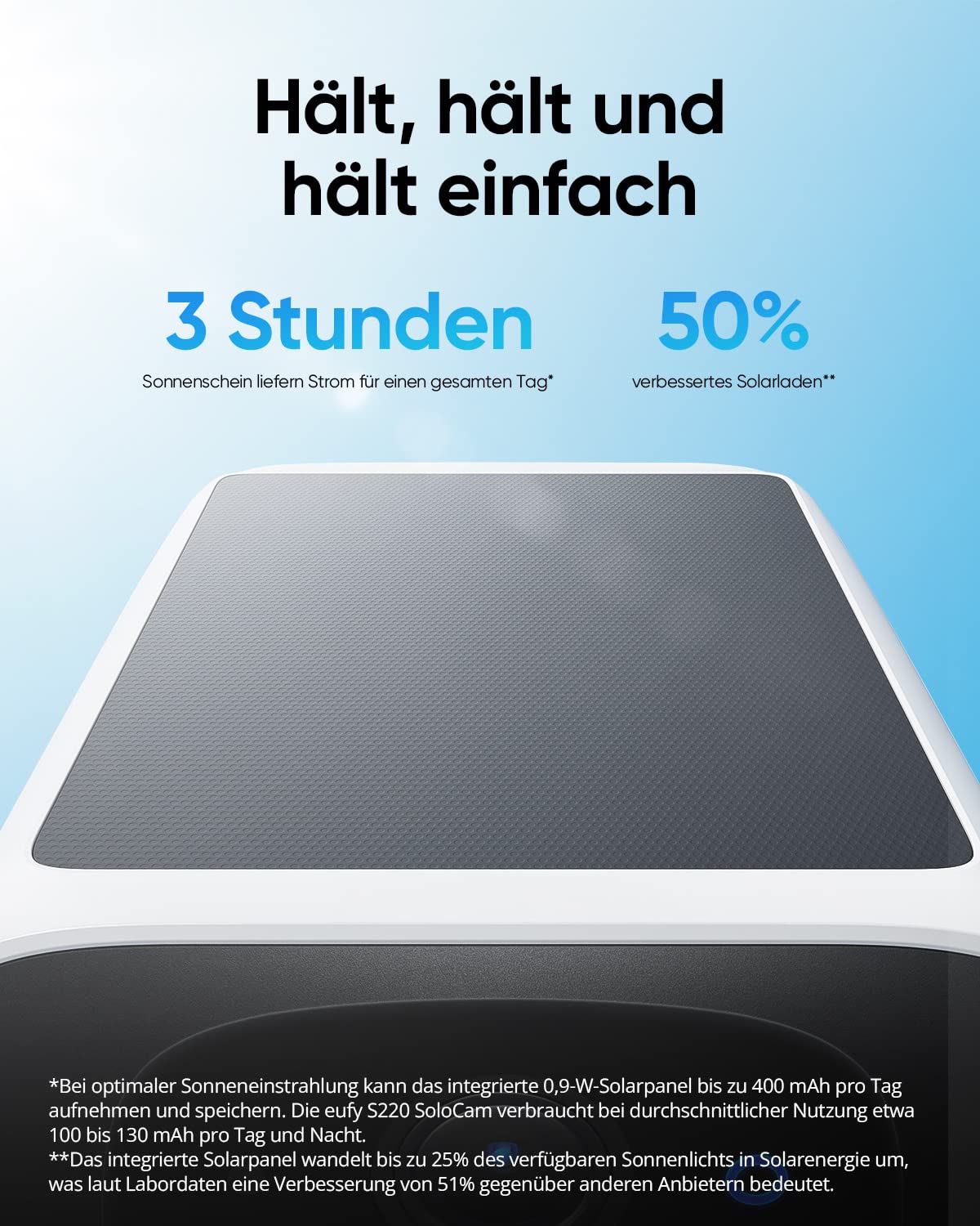 eufy Security überwachungskamera aussen S220 SoloCam, 2K Auflösung, überwachungskamera aussen solar, Nonstop Power mit Solar, 2,4 GHz WLAN, ohne ABO, ohne monatliche Kosten, Gebührenfreie Nutzung