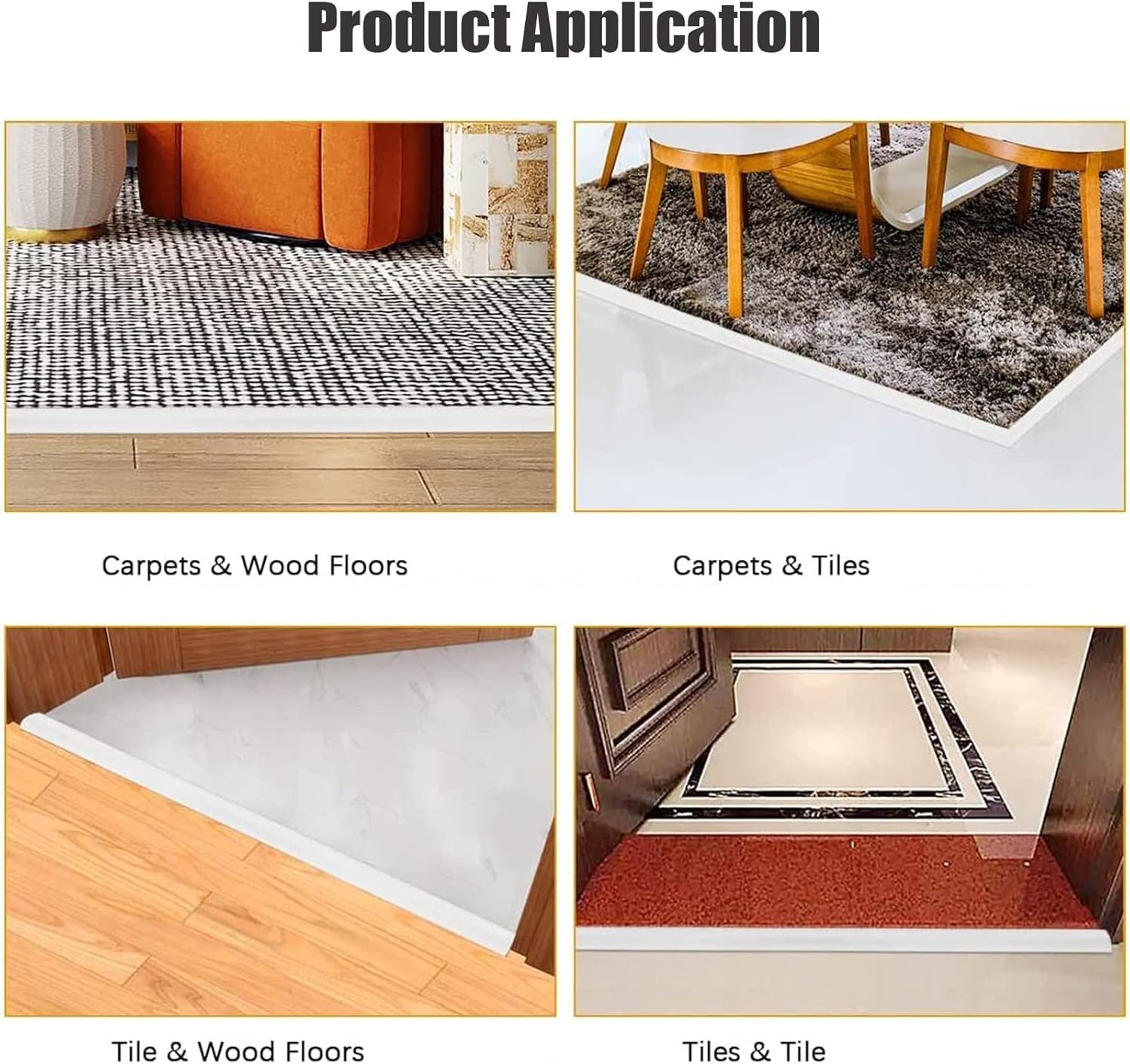 Carpet Edging Trim Strip, Self Adhesive Extra Wide Door Threshold Carpet Door Strips Tile Edging Trim for Uneven Floors Doorways (B 1.37x0.27in)