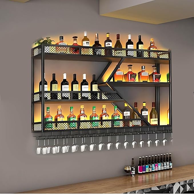 RAJYQODIS Wall Mounted Wine Rack, Large Metal Wine Bottle