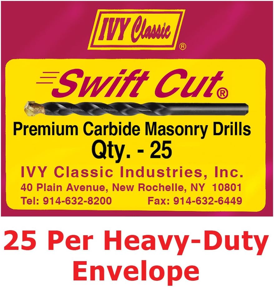 IVY Classic 10309 1/2 x 6Inch Premium Carbide Masonry Drill Bit, 3/8