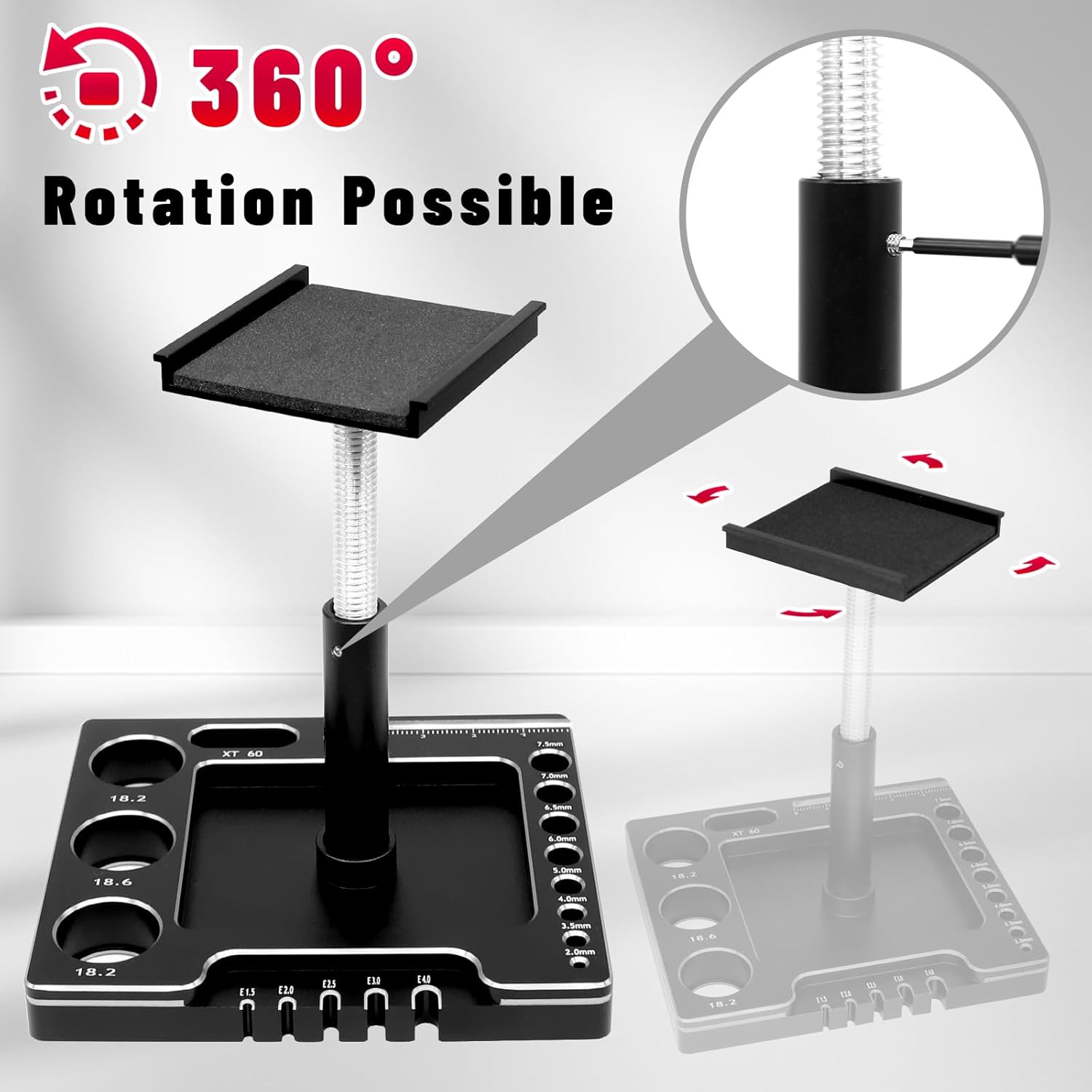 OGRC 7 in 1 Multifunctional RC Car Work Stand RC Repair Stand with 7Pcs Screwdrivers and 1/24 RC Screw Kit for AXIAL SCX24 AX24 1/24 RC Car (Black)