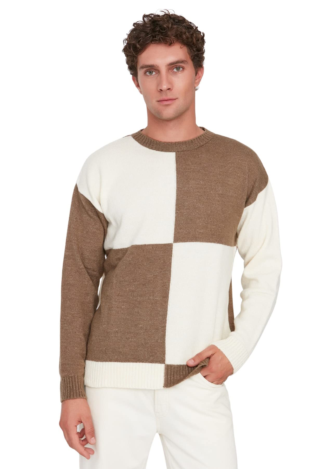 Trendyol Jersey - Crudo - Oversize, Camel-Crudo, L