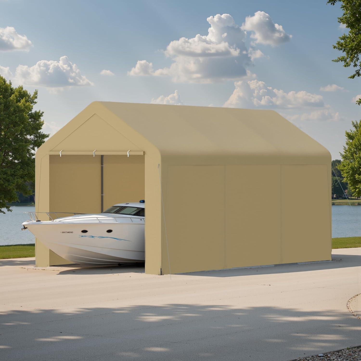GOJOOASIS Carport Canopy Heavy Duty 10x20 ft Party Tent Portable Car Garage with Sidewalls (10 x 20 ft Black)