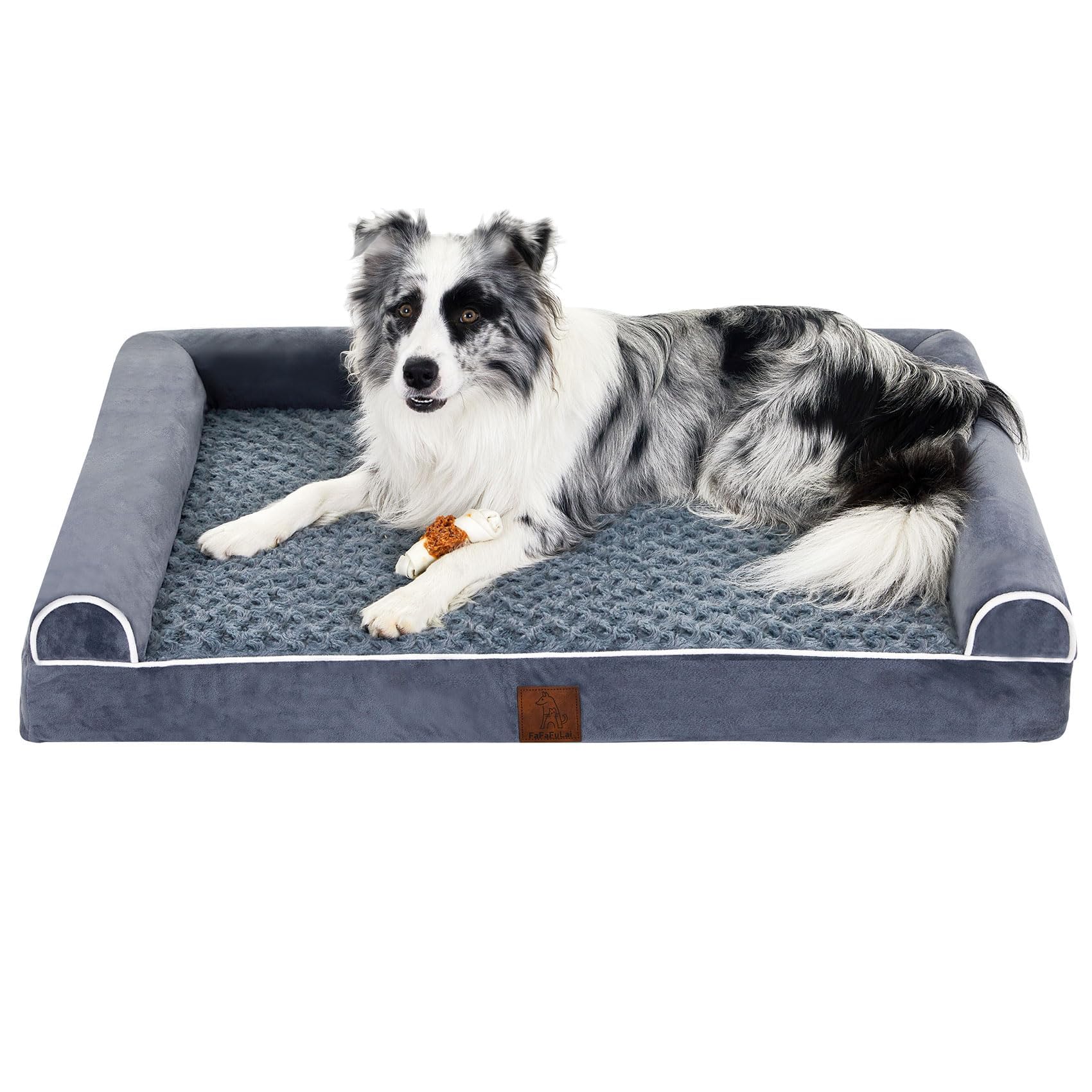 Fafafulai Orthopedic Dog Beds for Large Dogs,Waterproof Lined Egg Crate Foam Pet Bed Mat with Removable and Washable Cover and Non Slip Bottom, Dog Sofa Bed