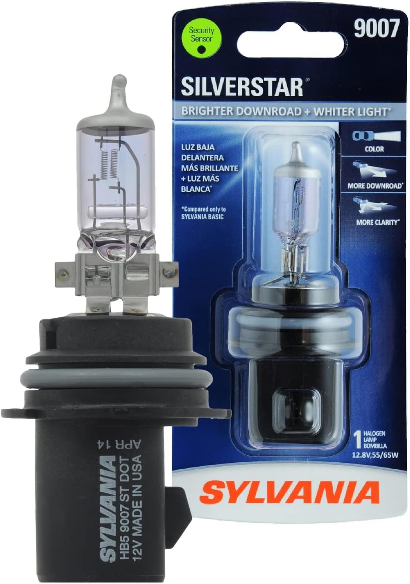 9007 SilverStar - High Performance Halogen Headlight Bulb, High Beam, Low Beam and Fog Replacement Bulb, Brighter Downroad with Whiter Light (Contains 1 Bulb)