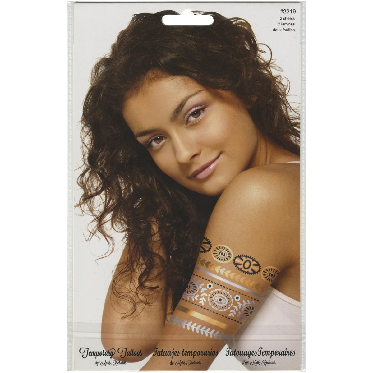 Mark Richards Temporary Tattoos Gold and Silver, 5.5" by 8", 2 Sheets Per Pack, Indian Motif