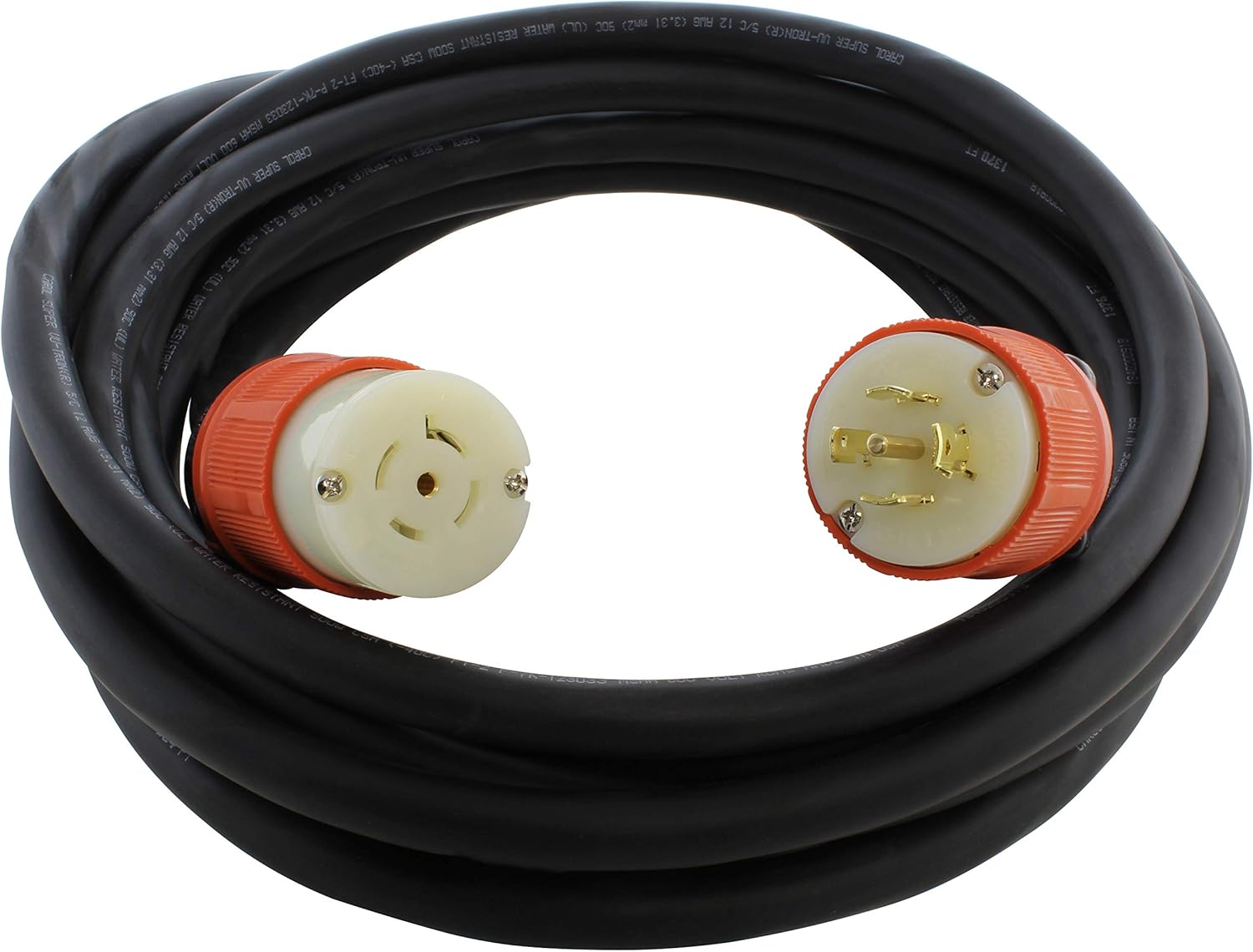 AC WORKS [L2120PR] SOOW 12/5 NEMA L21-20 20A 3-Phase 120/208V Industrial Rubber Extension Cord (10FT)