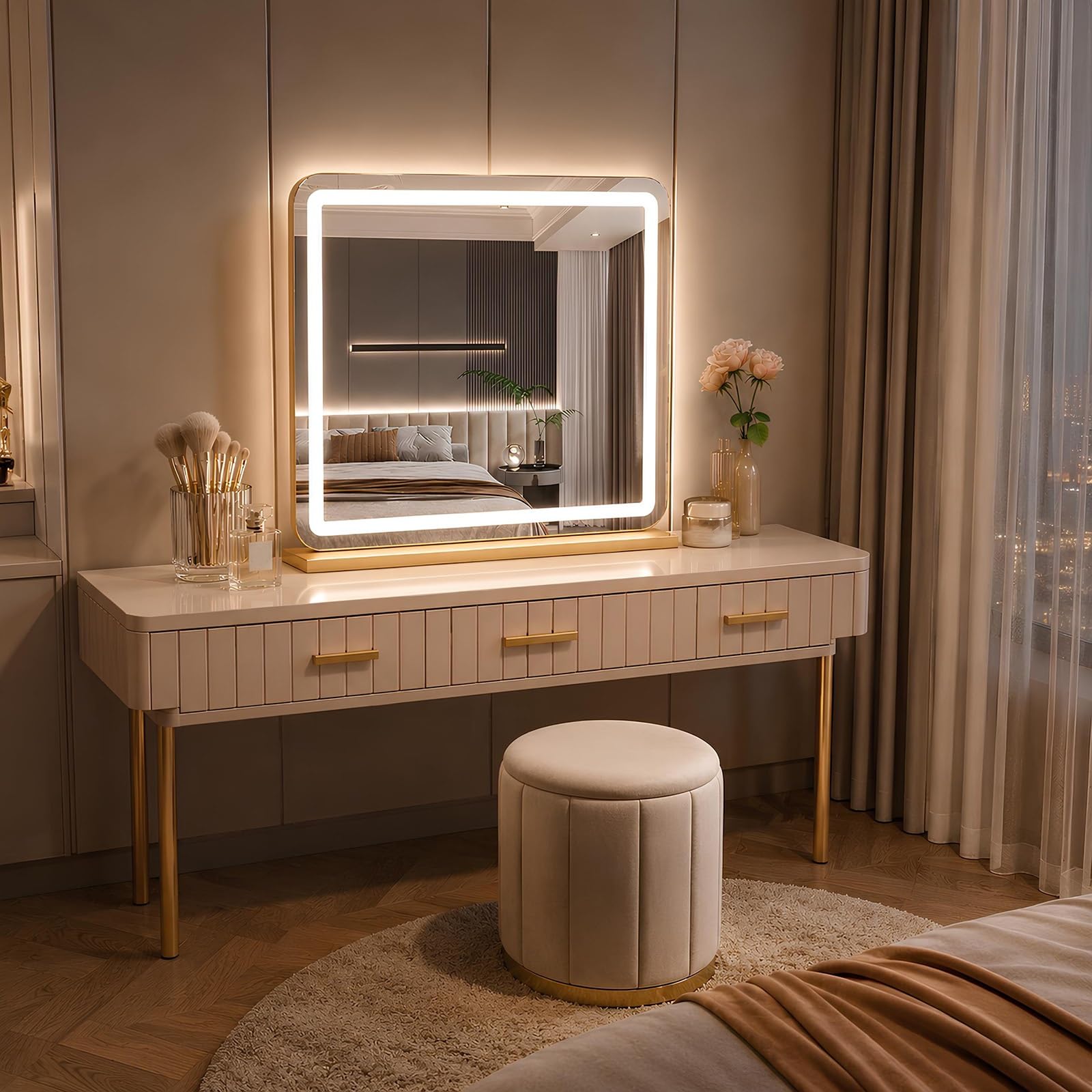 Specchio Trucco LED con Luce, Controllo Touch, Specchio da Tavolo Toeletta