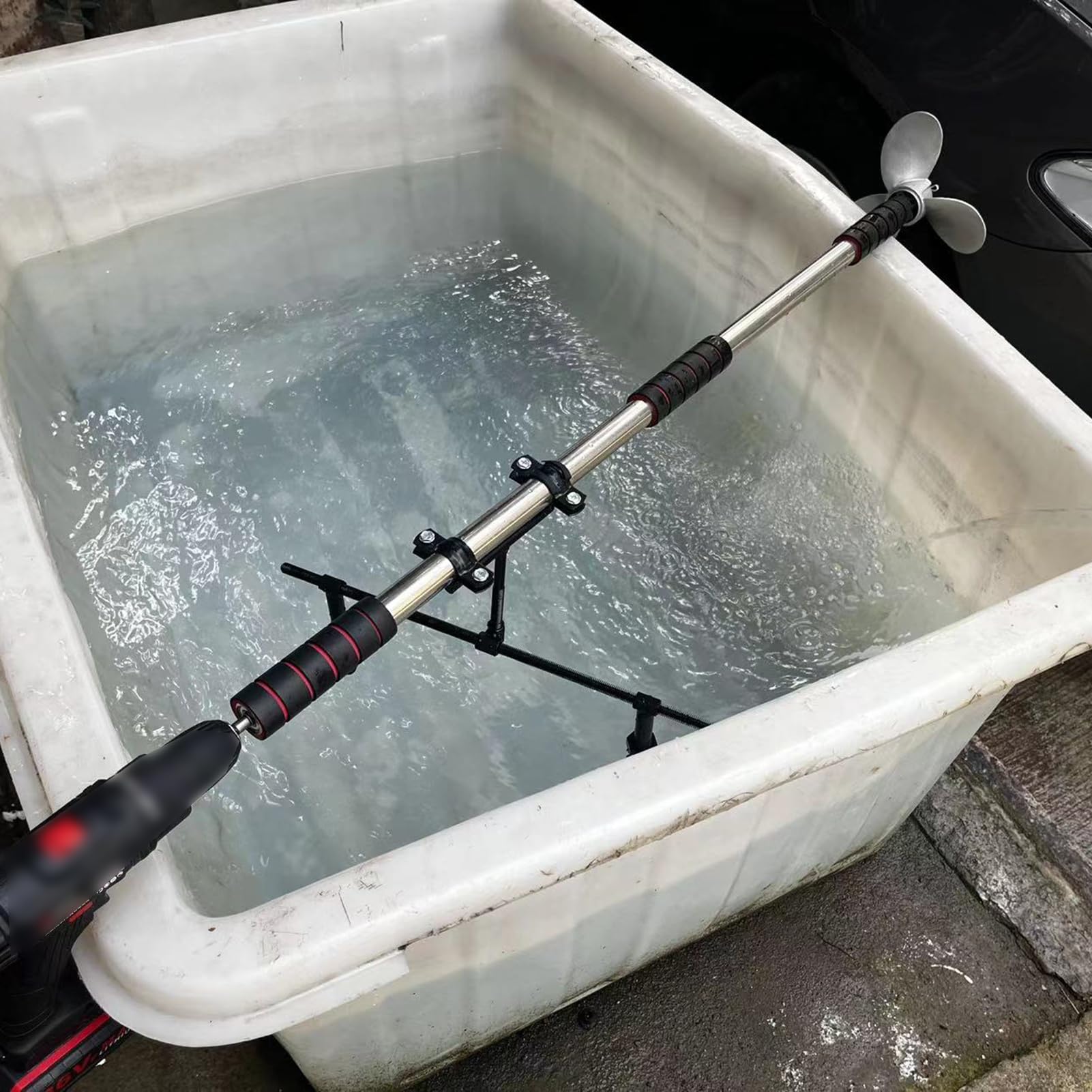 Motore Fuoribordo Motore Elettrico per Canoa/Kayak, Elica Subacquea Orientabile Alimentata da Trapano, Remo di Emergenza per Barca con Supporto, Motore di Bordo(Length 1m/3.3ft)
