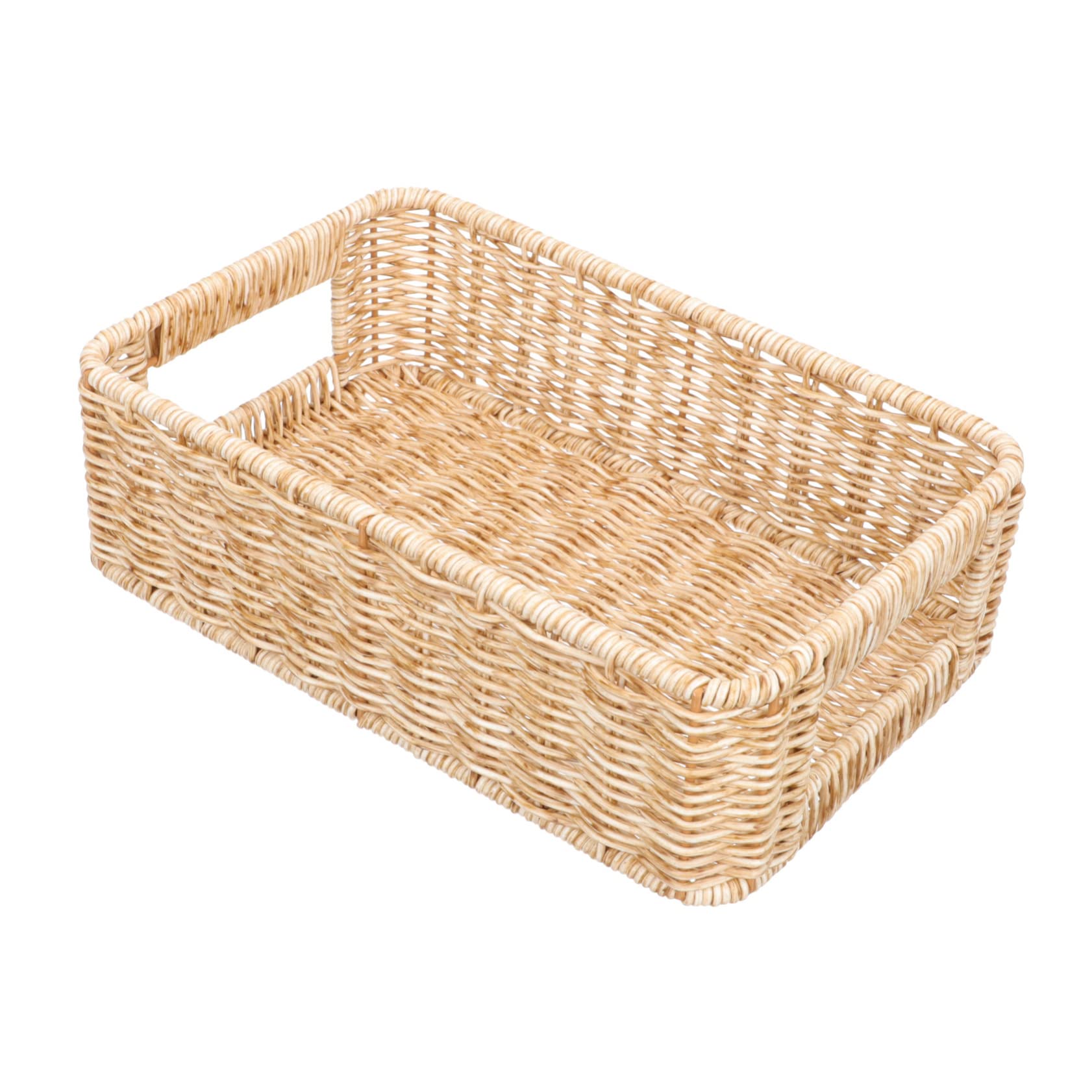 KICHOUSE Desktop Organizer Rectangular Tray Fruit Decor Desk Top Decor Fruit Rattan Basket Makeup Containers Household Storage Basket Wicker Makup Basket Tablescape Decor Plastic Brown