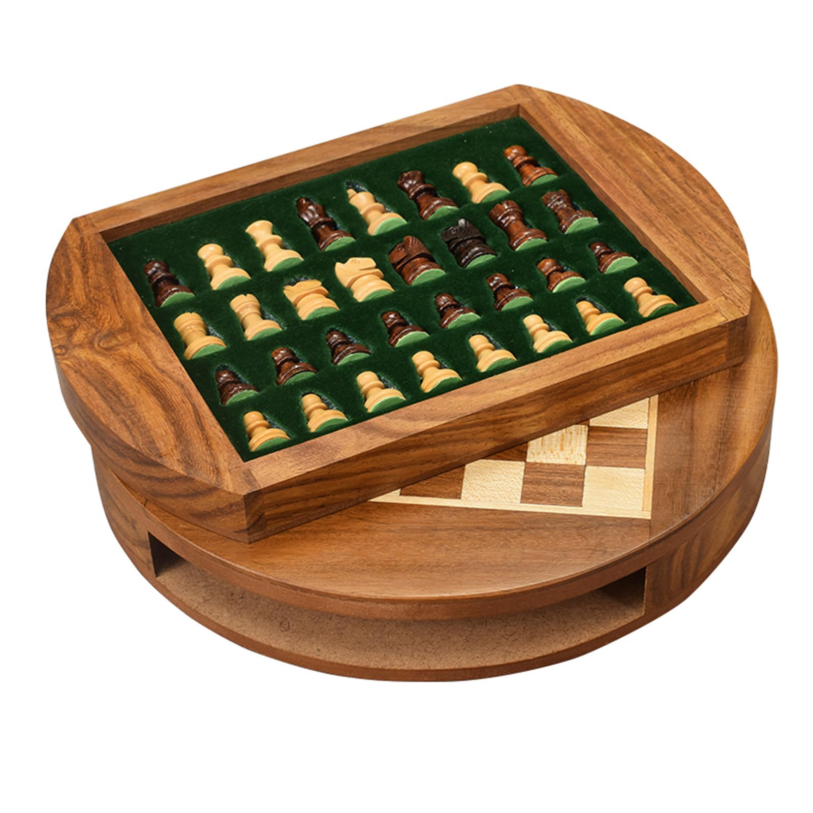 Scacchiera in Legno,8.9" Scacchiera Portatile Con pezzi di scacchi e cassetti di stoccaggio incorporati, Facile da trasportare,Scacchiera Magnetica in Legno per Scacchi Per I Principianti E Adulti