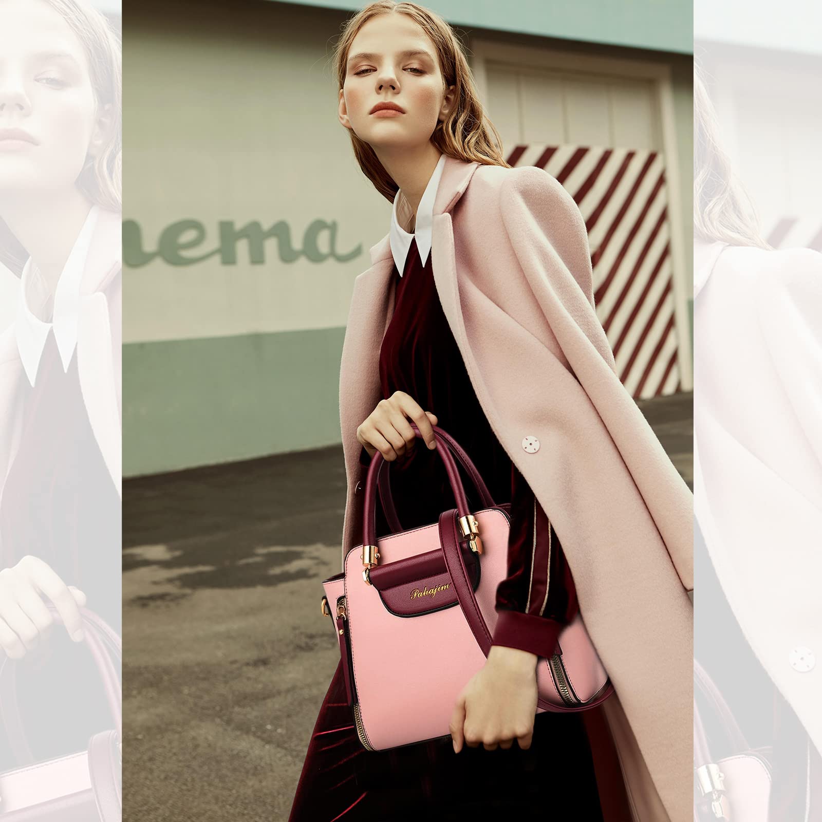 NICOLE & DORIS Bolso de Las Señoras Pequeño Bolso de Mano Diseñador Bolso Bandolera Mujer Bolso Hombro Cuero PU Bolsa de Mensajero Bolso con asa Superior Rosa