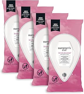 Summer’s Eve Simply Sensitive Daily Gentle Feminine Wipes, pH Balanced, 32 count, 4 Pack