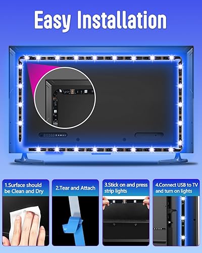 Miniatura 6 de Luces LED para retroiluminación LED de TV, luces LED de 9.8 pies para TV de 32 a 60 pulgadas, luz LED de TV detrás de USB RGB que cambia de color,