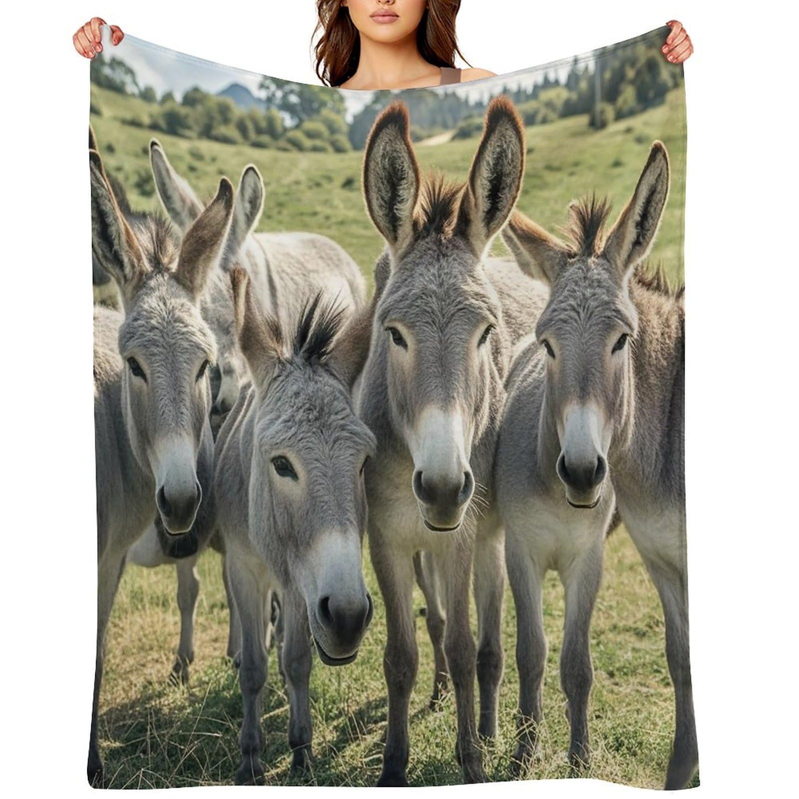 Donkey Animals Blankets Exquisite Luxury Flannel Throw Blanket Anti-Fading Thick Blanket for Sofa&Bed Blankets Ultra-Soft Bath Towels for Adult 50"x60"