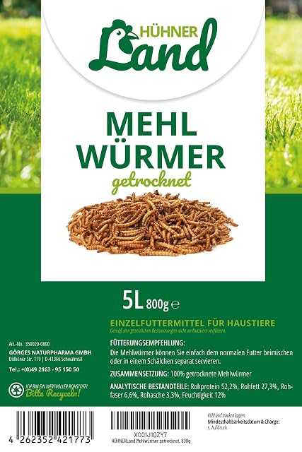 Foto 3 de 7 de HÜHNER Land Harhlworm Schmaus, Feinkost Mehlwormer Trockst, 5 litros, für Zierbirgel, Reptilien