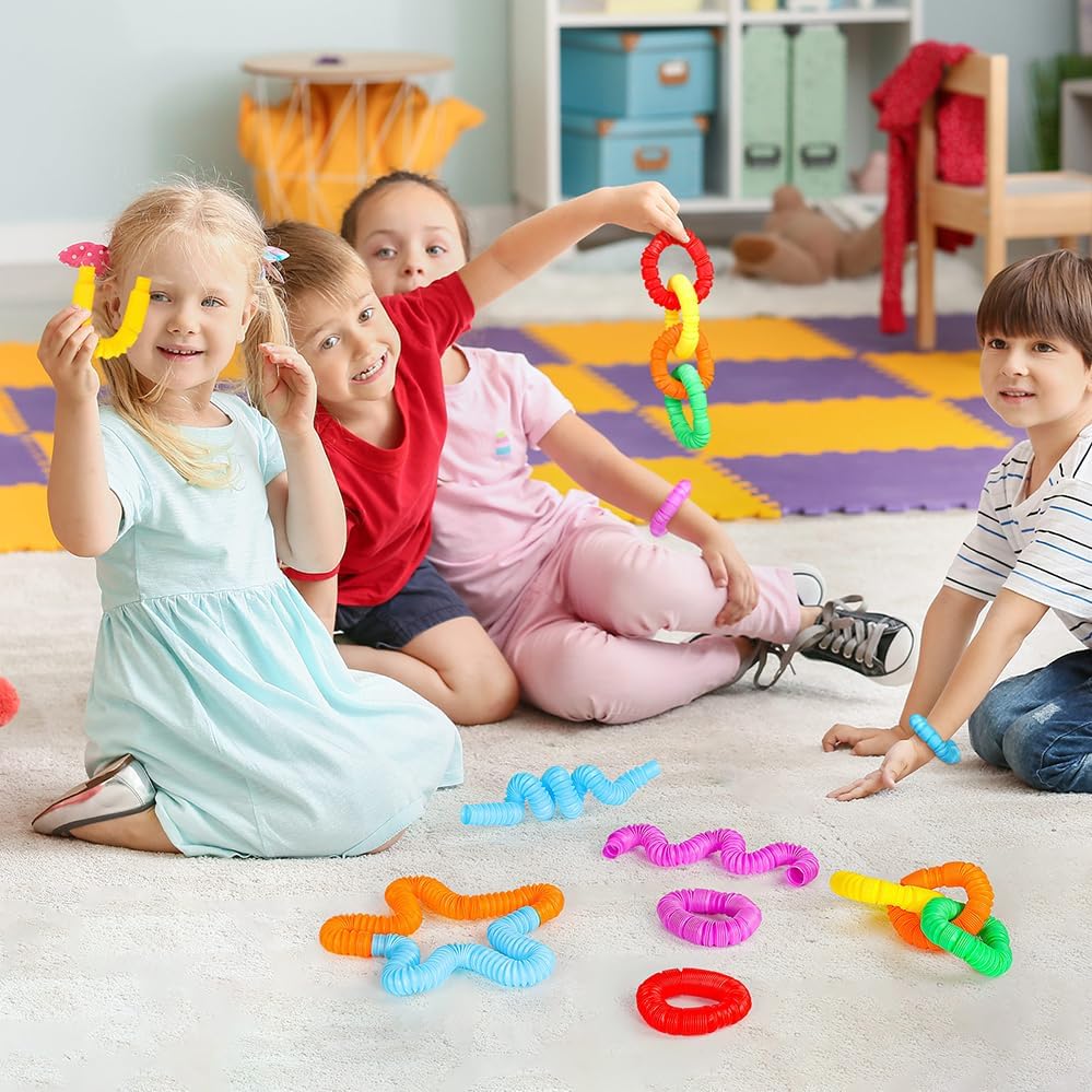 Miniatura 6 de Juego de 28 tubos para el día de San Valentín, tubo elástico, sensorial, alivio del estrés, juguete para la escuela, clase de San Valentín, regalos