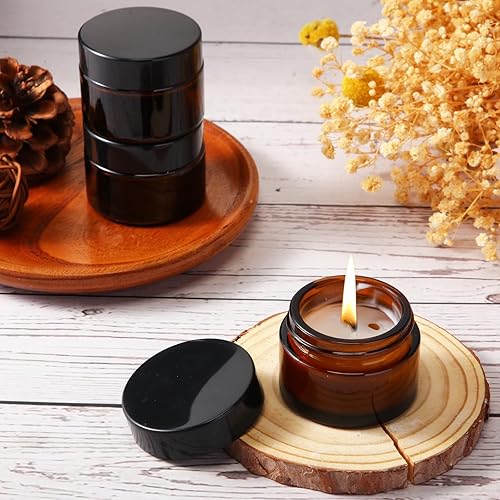 Miniatura 6 de Domensi 60 frascos de vidrio de 1 onza con tapas, latas de vidrio pequeños para velas de vidrio, tarros de cosméticos para viajes con revestimientos