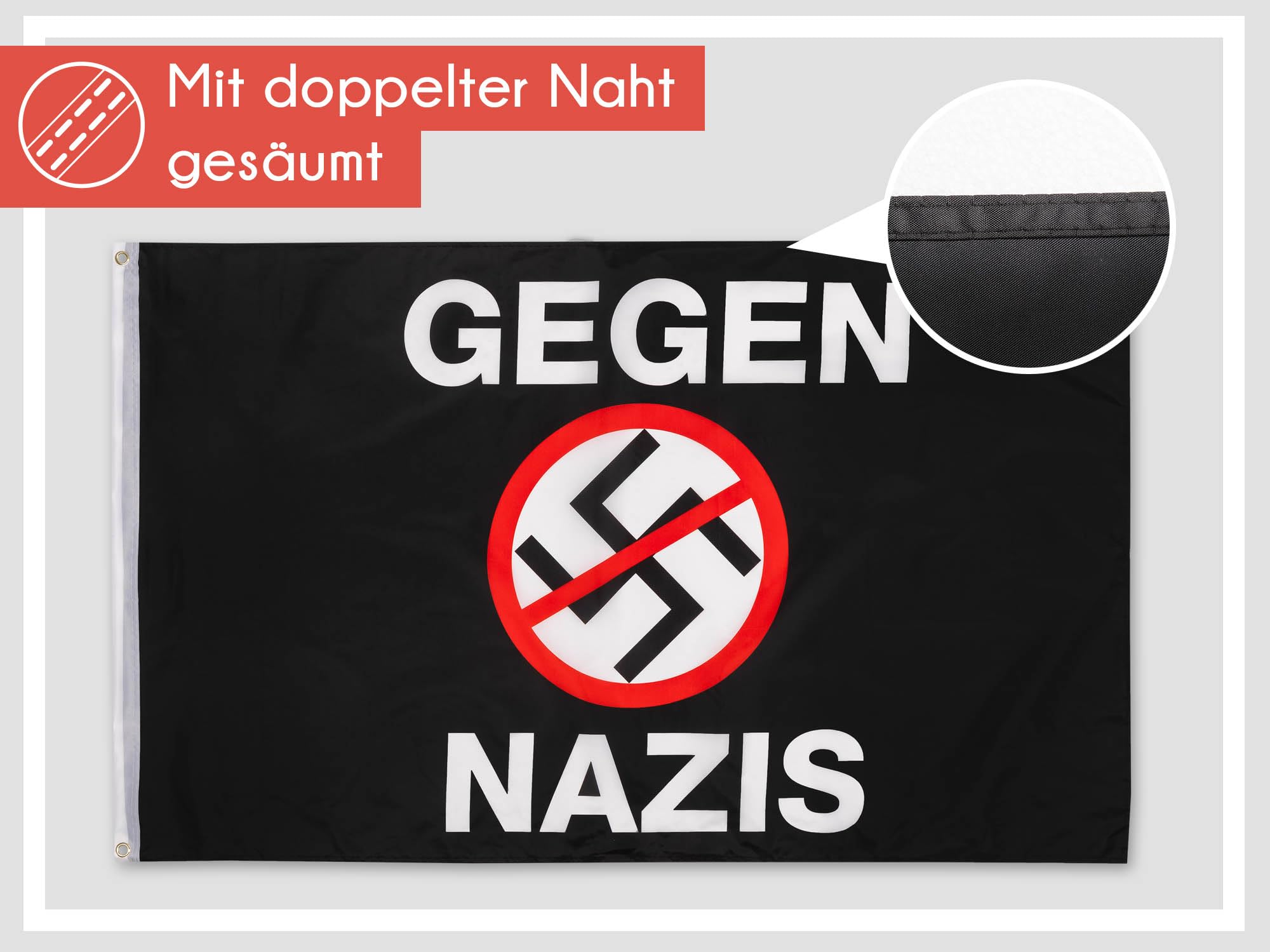 Bandiera Contro Nazisti 90x150cm - Poliestere Resistente, Con Occhielli - Foto 5