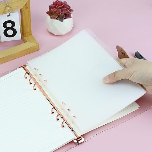 Miniatura 6 de Buqoo Bolsillos para carpetas A5, 12 unidades, 6 anillas, de PVC, con 6 pestañas, bolsa de documentos, organizador de carpetas de archivos, bolsas