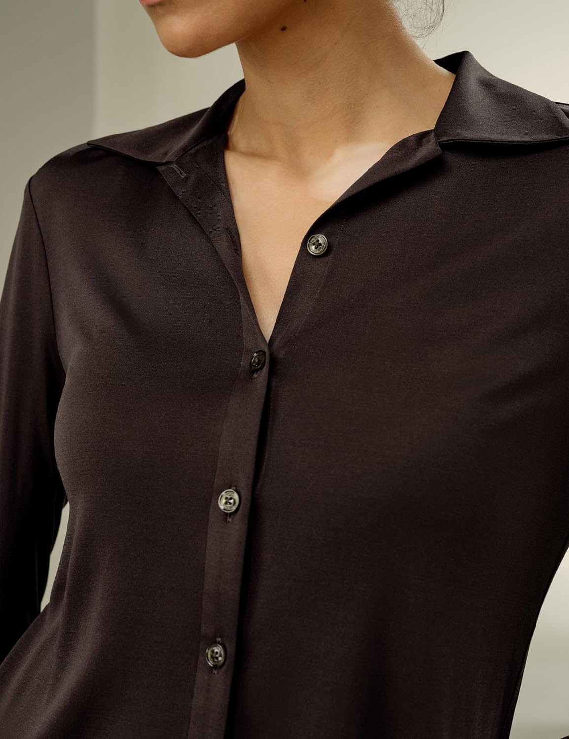 LilySilk 100% Silk Jersey Shirt for Women Basic Slim Silk Knit Stretchable Long Sleeve Button Front - Image 7