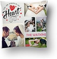 Vista 13 de Love and Family Collage - Almohada personalizada para pareja. Almohada de fotos personalizada con texto para cumpleaños, aniversario y Navidad.