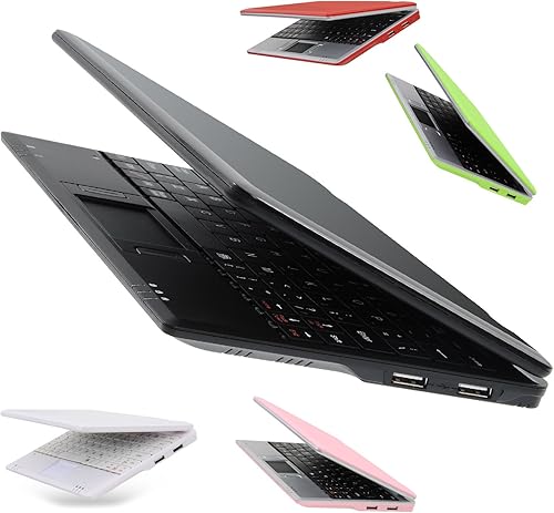 Mini computadora portátil de 7 pulgadas para niños, Android 12 Quad Core 32GB WiFi Cámara integrada Netflix YouTube Flash Player (negro)