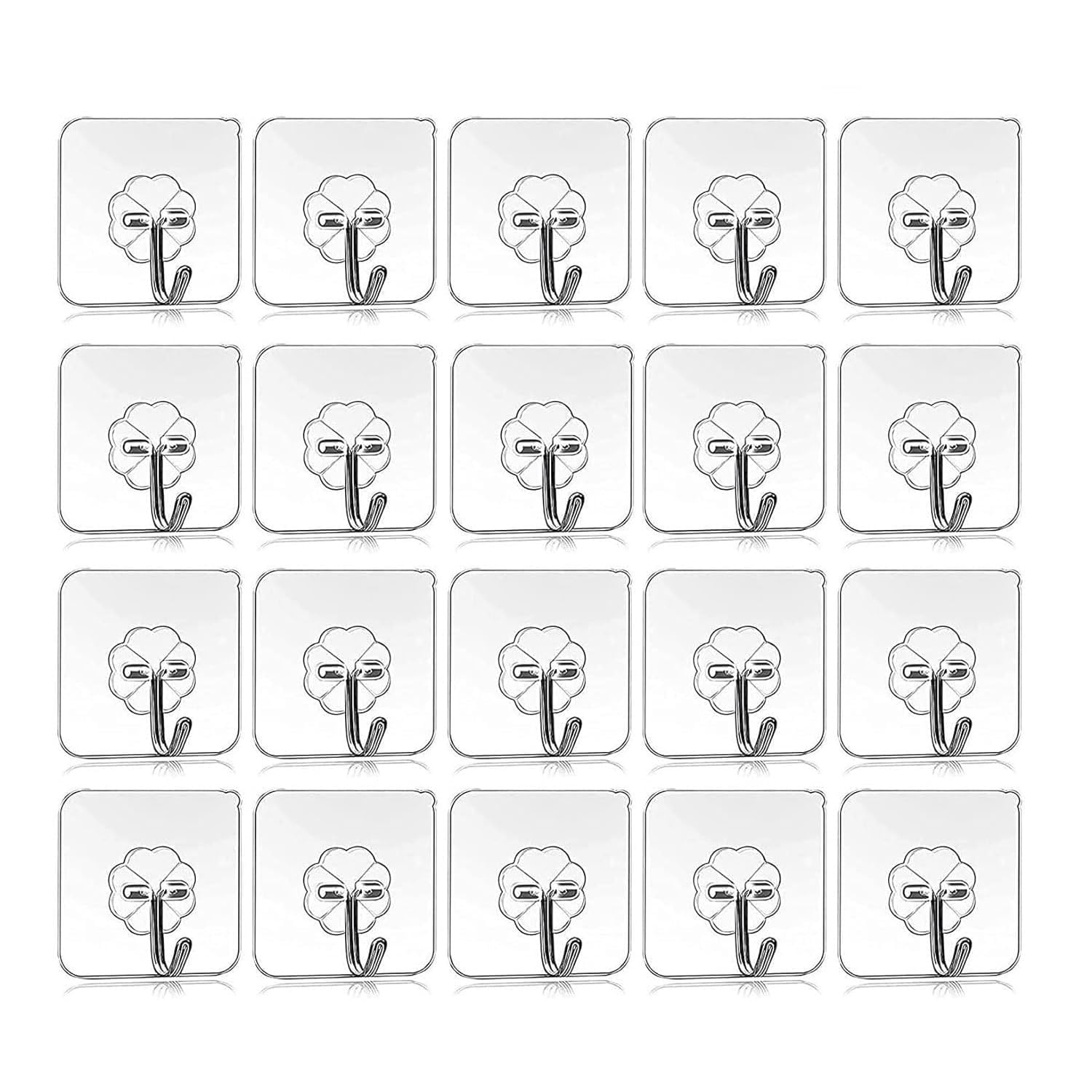20 Pcs Adhesive Flower Wall Hooks Heavy Duty Transparent Wall Hooks - Self Adhesive Stainless Steel Hangers for Drilling-Free Hanging, Kitchen & Home Accessories, Clothes, and More-picture-54