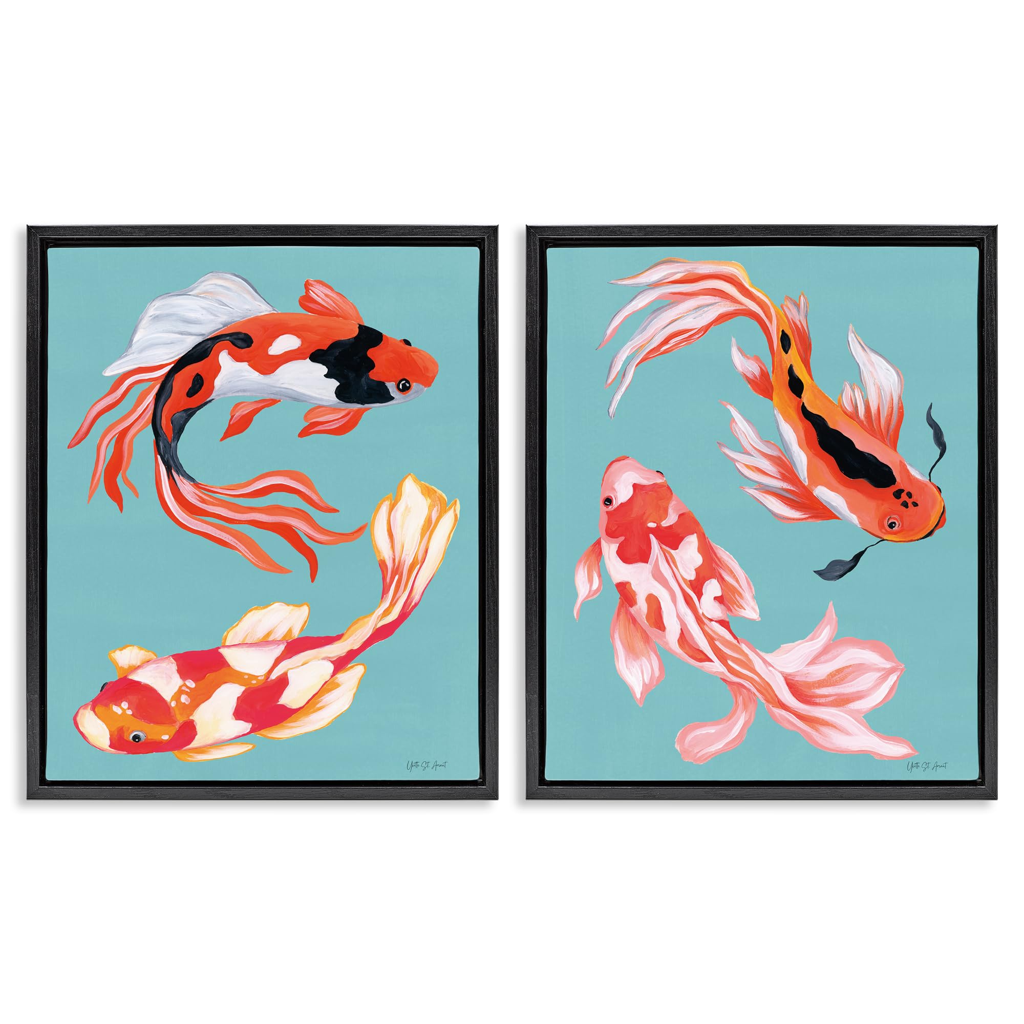 'Colorful Twin Koi'| 2pc Floating Frame Art Set 2