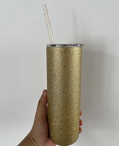 Miniatura 2 de ALINK 12 popotes reutilizables con purpurina dorada transparente, vaso de plástico duro de 11 pulgadas de largo con cepillo de limpieza