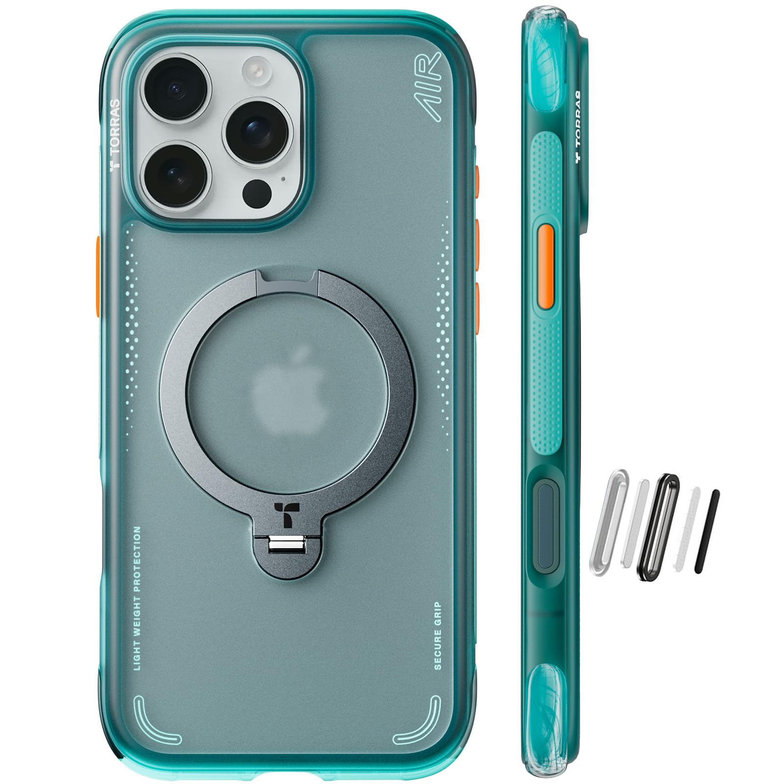 TORRAS Ostand Q3 Air for iPhone 16 Pro Case 6.3'' with Real Airbags, Fit for MagSafe, 360 Magnetic Stand, Mil-Grade Protection, Camera Control Button, Shockproof &amp; Stylish Case for iPhone 16 Pro, Blue