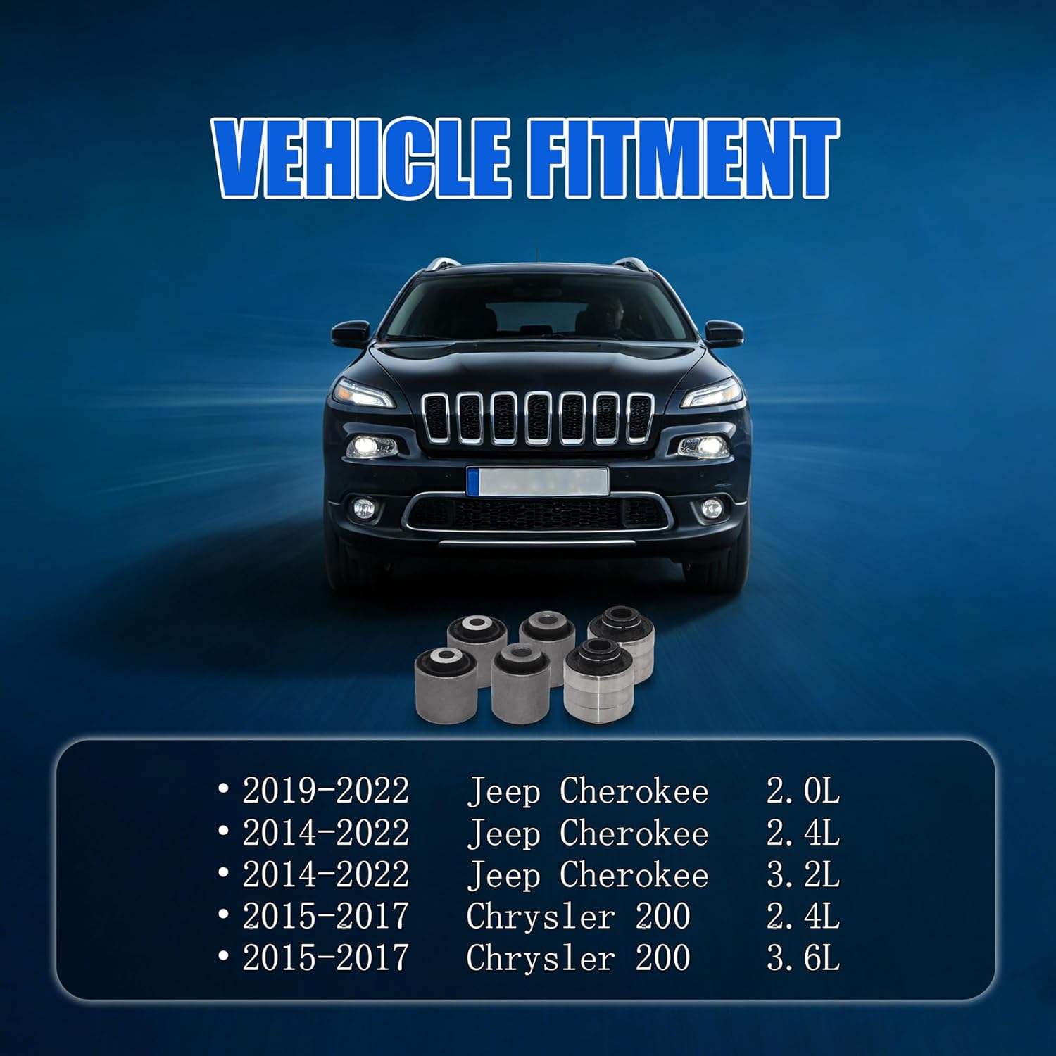 6PCS 5090120AA Suspension Control Arm Bushing Kit Compatible with Jeep Cherokee 2014-2022 Chrysler 200 2015-2017, Replace 5090280AA 5090040AD 05090041AD 5090110A