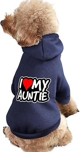 Sudadera con capucha para perro con texto en inglés "I Love My Auntie" con gorro, ropa gráfica para perro, gato, lindo disfraz de invierno para