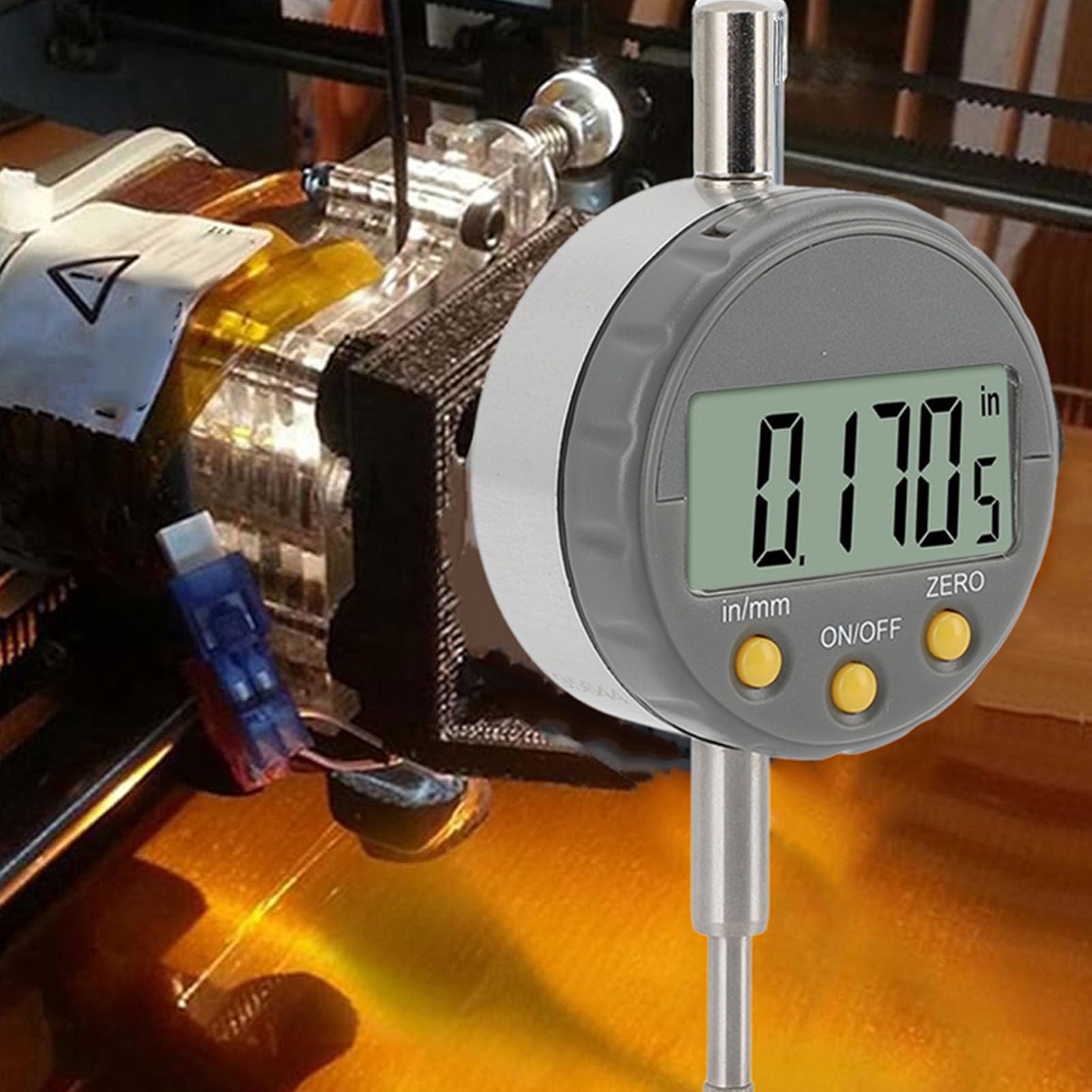 Oumefar Elektroniczny Cyfrowy Czujnik Zegarowy z wymienną podstawą Wysoka dokładność 0,001 Mm 0-12,5 Mm 0-0,5 Cala Cyfrowy Czujnik Zegarowy do Maszyn Procesy Przemysłowe, Kosmiczny materiał Aluminiowy