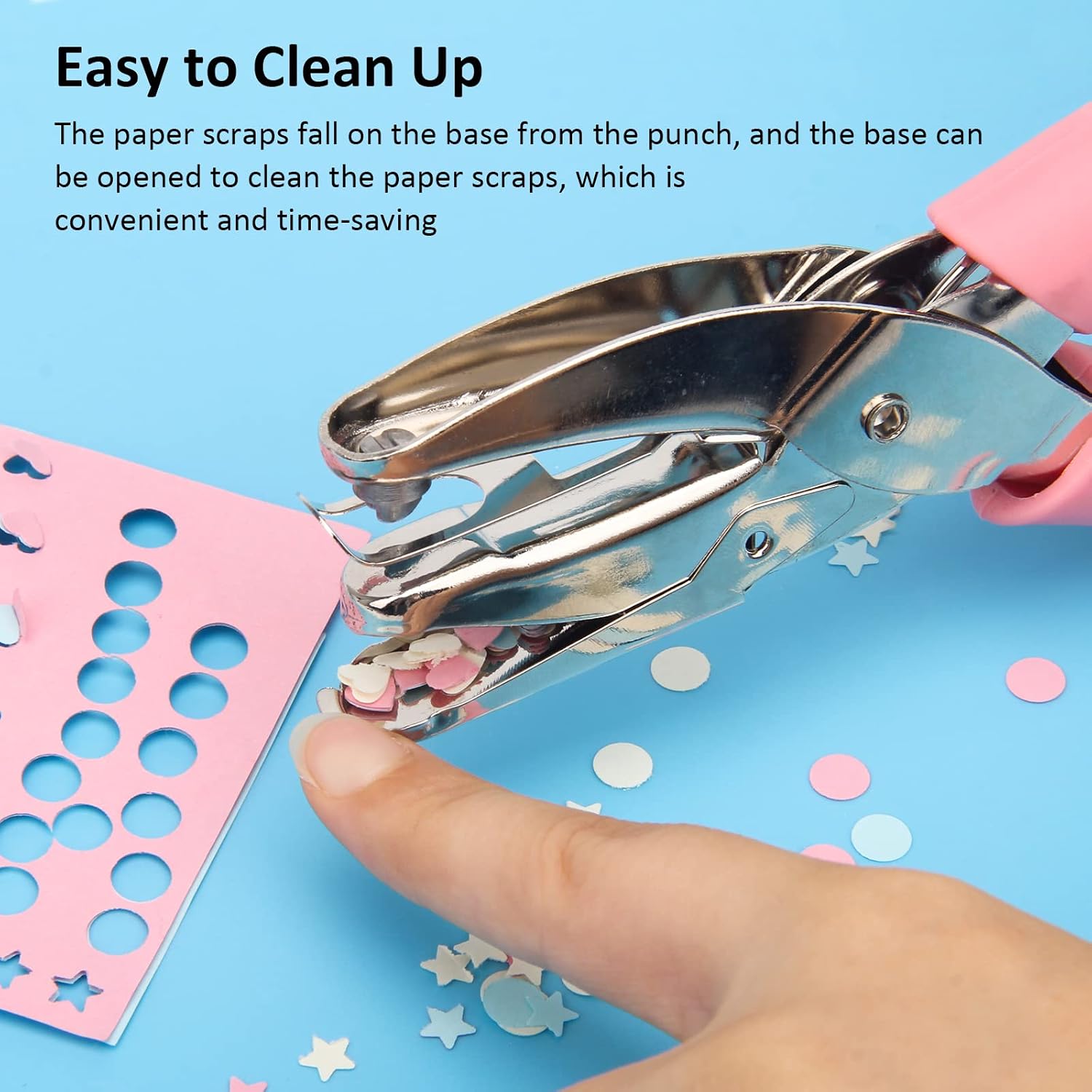 Coolrunner 3-Piece Metal Single Hole Paper Punch - DIY Handheld Punch with Circle/Star/Heart-Shaped Hole Makers