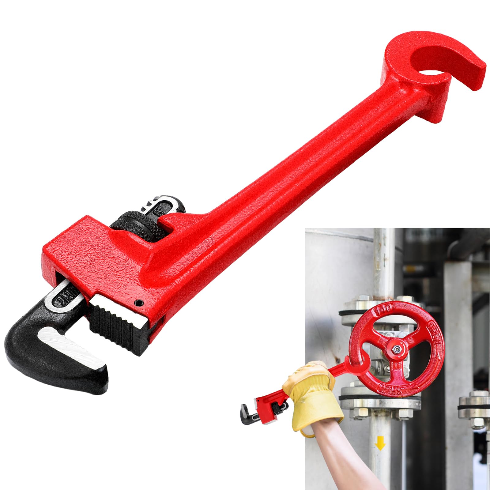 Klucz do zaworów dwustronny 8" do rur i kół rafineryjnych, pojemność rury 1/8''- 1-1/2'', chroniąca przed uszkodzeniem