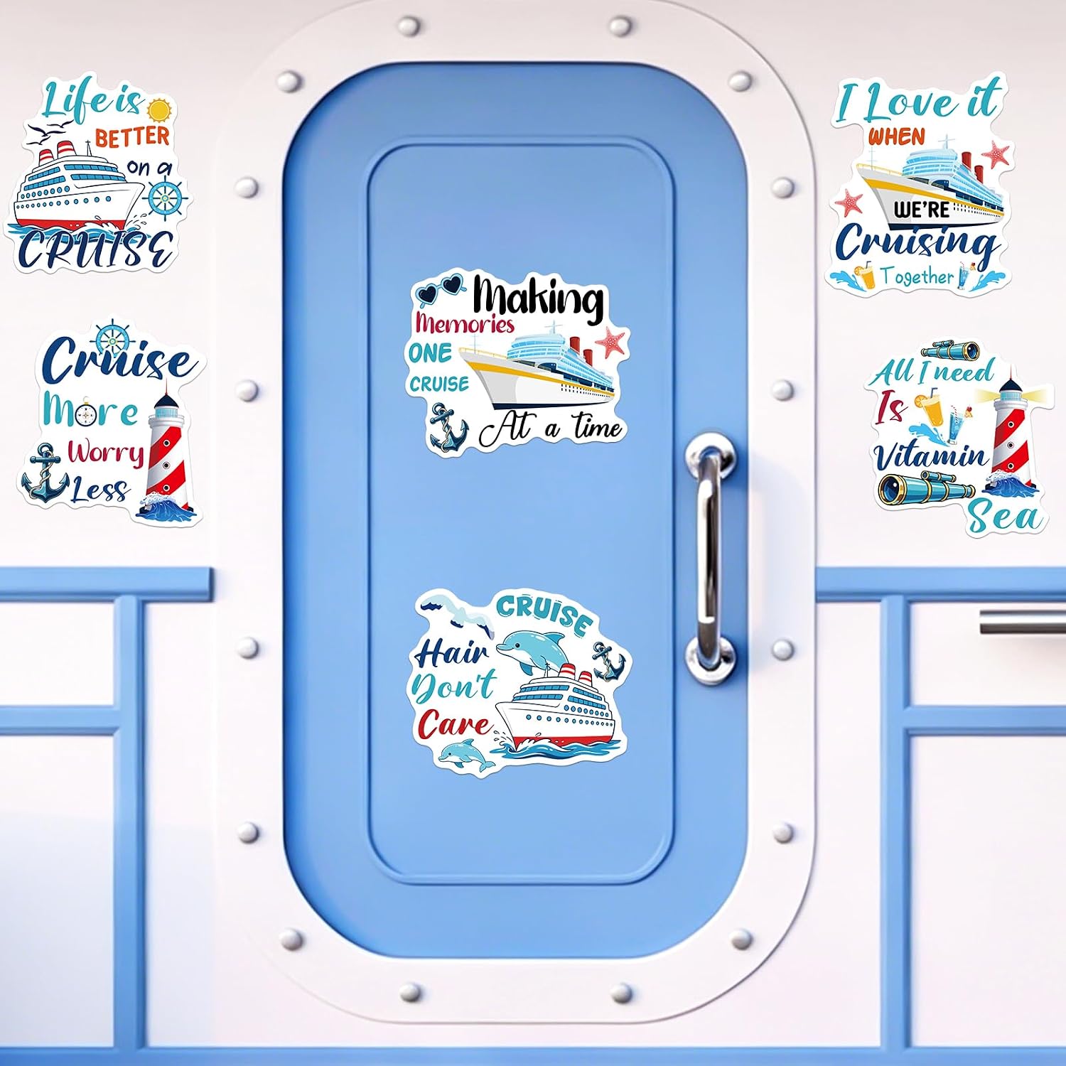 6PCS Cruise Door Decorations Magnetic, Large Nautical Cruise Door Magnets