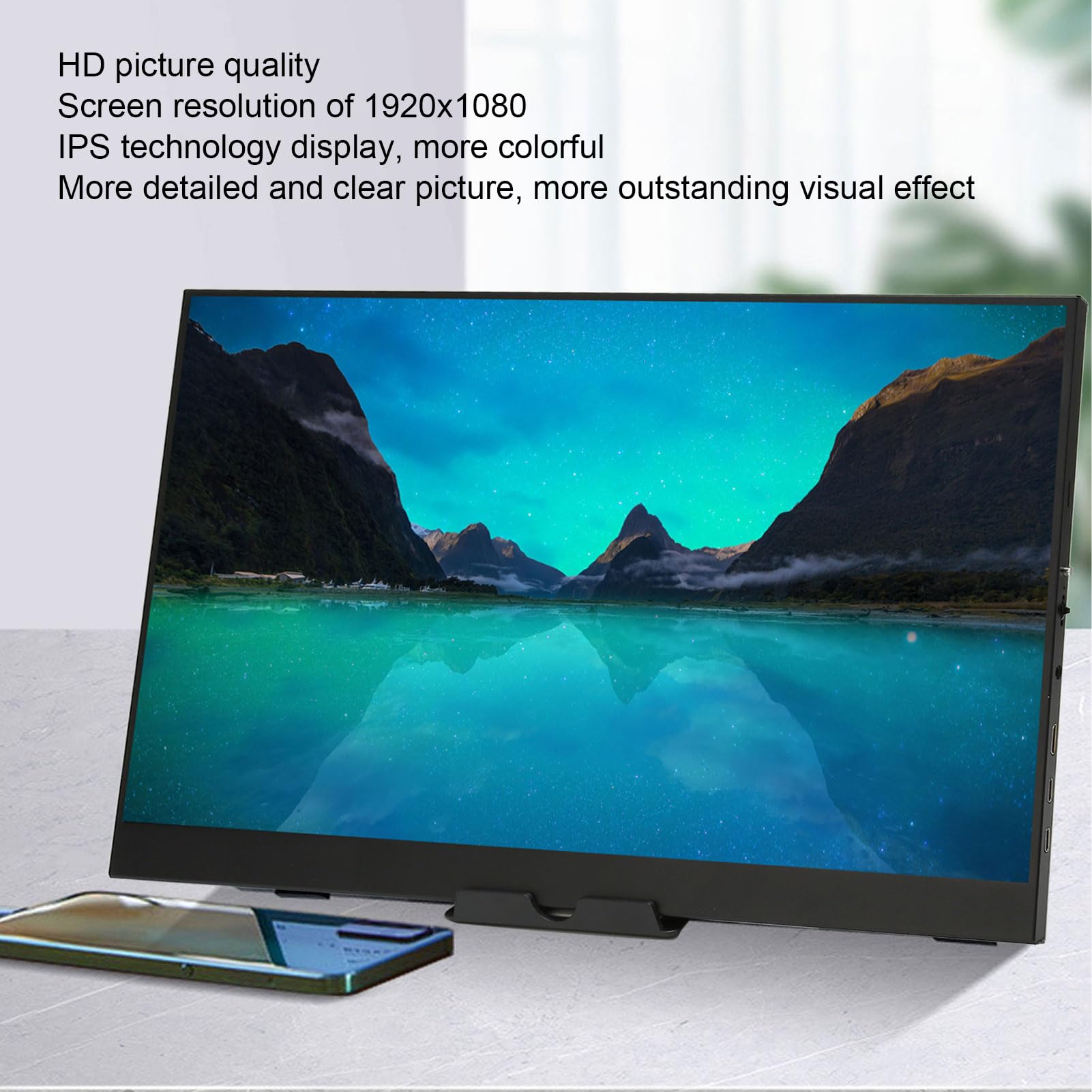 Przenośny Monitor, 17-calowy Ekran Dotykowy, 1920 X 1200 144 Hz Ekran do Pielęgnacji Oczu Typ C Monitor do Gier, Podwójny Głośnik Wyświetlacz Komputera HDMI Typu C do Laptopa PC