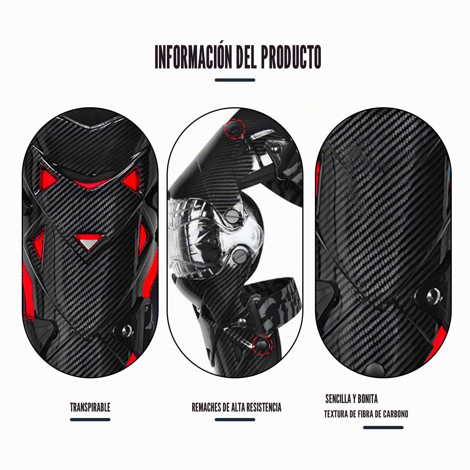 Rodilleras Moto,Rodilleras MTB con Revestimiento Interior Extraíble,Carcasa Protectora de Alta Resistencia,Rodilleras Enduro para Motocross,Bicicleta,Skate,Bicicleta de Montaña