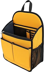 バッグインバッグ ビジネス リュックインバッグ インナーバッグ メンズ 通勤 A4 自立 縦型 大きめ カバン 中身整理 手持ち バックインバック 縦型 小さめ 持ち歩き 撥水 バッグ中身 仕分け トートバッグ 収納 耐久性 しっかり素材 大容量 13インチPC 深マチ 19ポケット - L イエロー