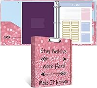 Vista 11 de Carpeta de 3 anillas, carpeta de anillos redondos de 1 pulgada con portapapeles, pestañas divisoras, fundas de bolsa con cremallera de PVC